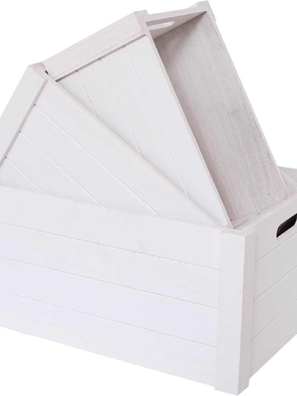 Farmhouse Modern White Wooden Crates For Storage